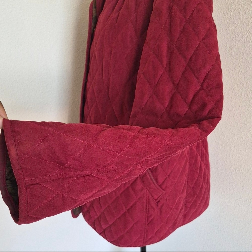 Vintage Talbots Red Quilted Jacket Barn Coat Paisley Lined M Classic Preppy - Picture 13 of 17